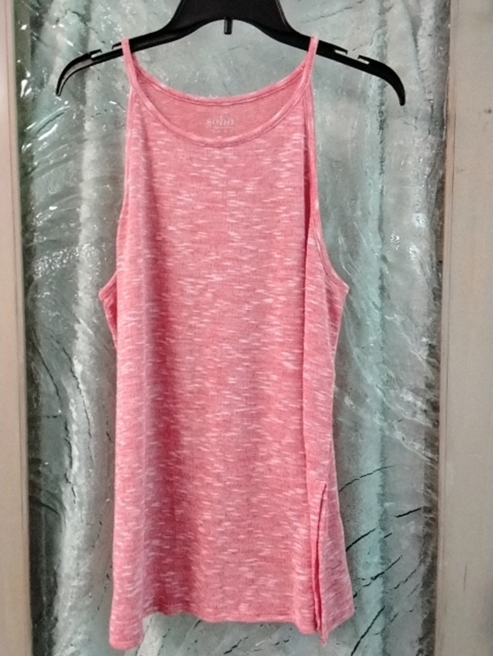 Soho Pink Heathered Knit Crewneck Tank